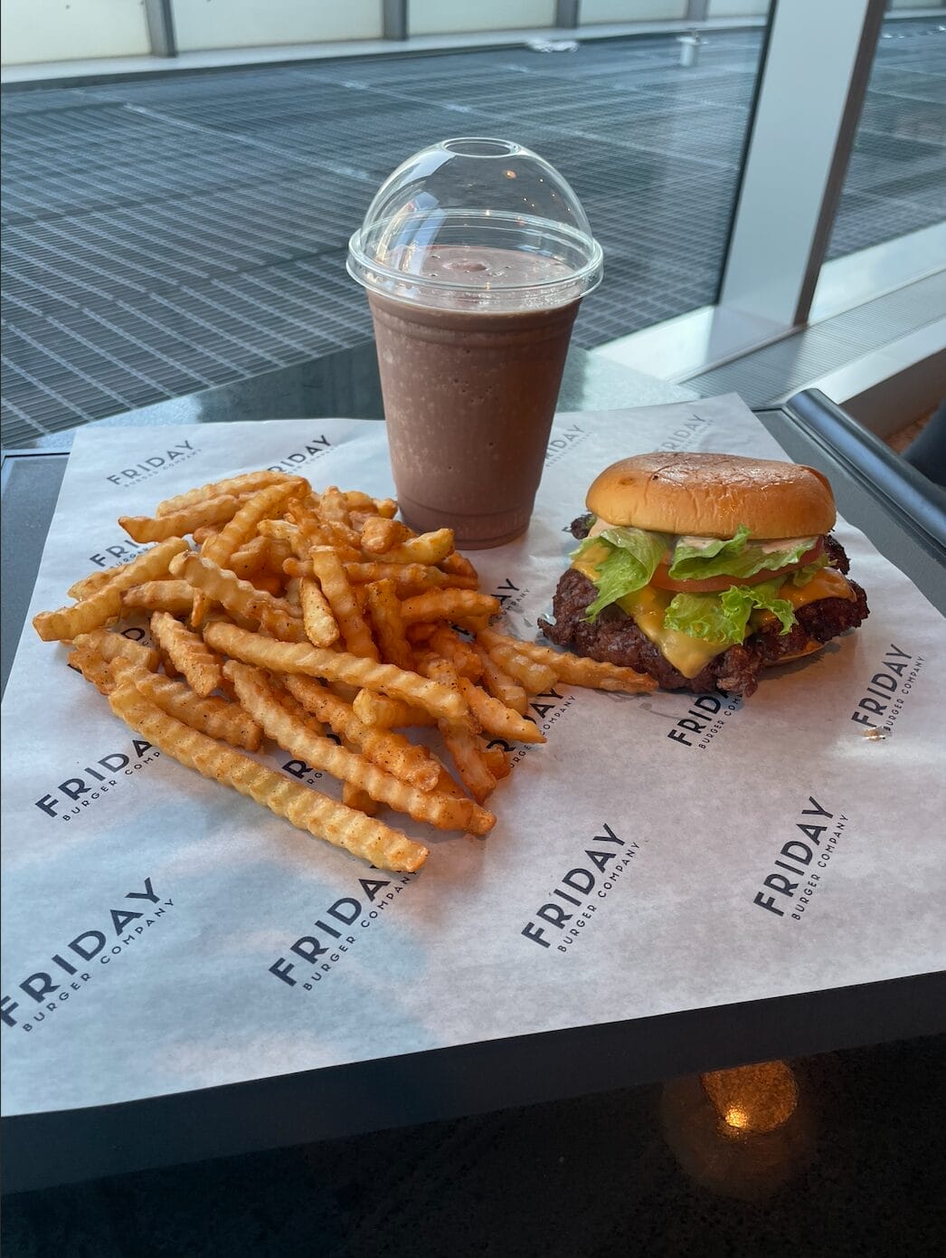 Burger Fries and Chocolate Milkshake Friday Burger